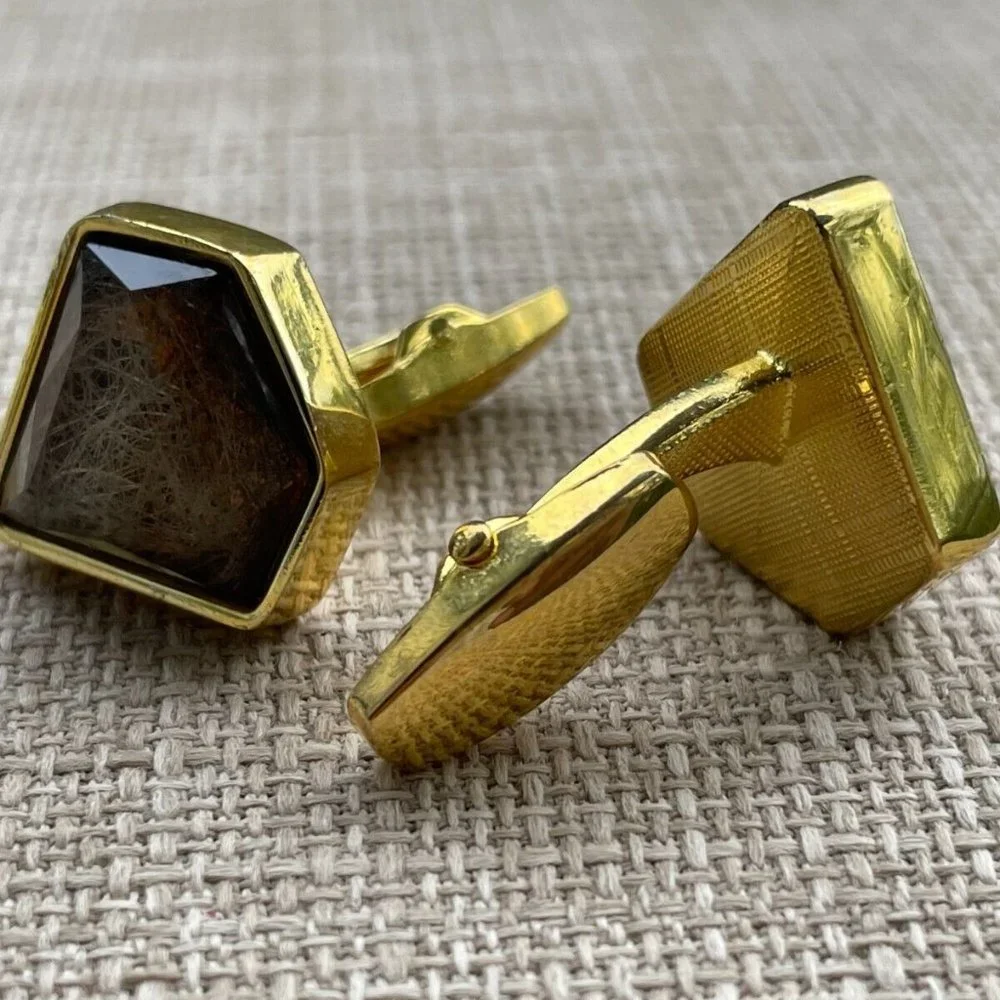Men Cuff Links Gold Tone Faux Stone Fashion Men Jewelry Dress Shirt Cuff Link